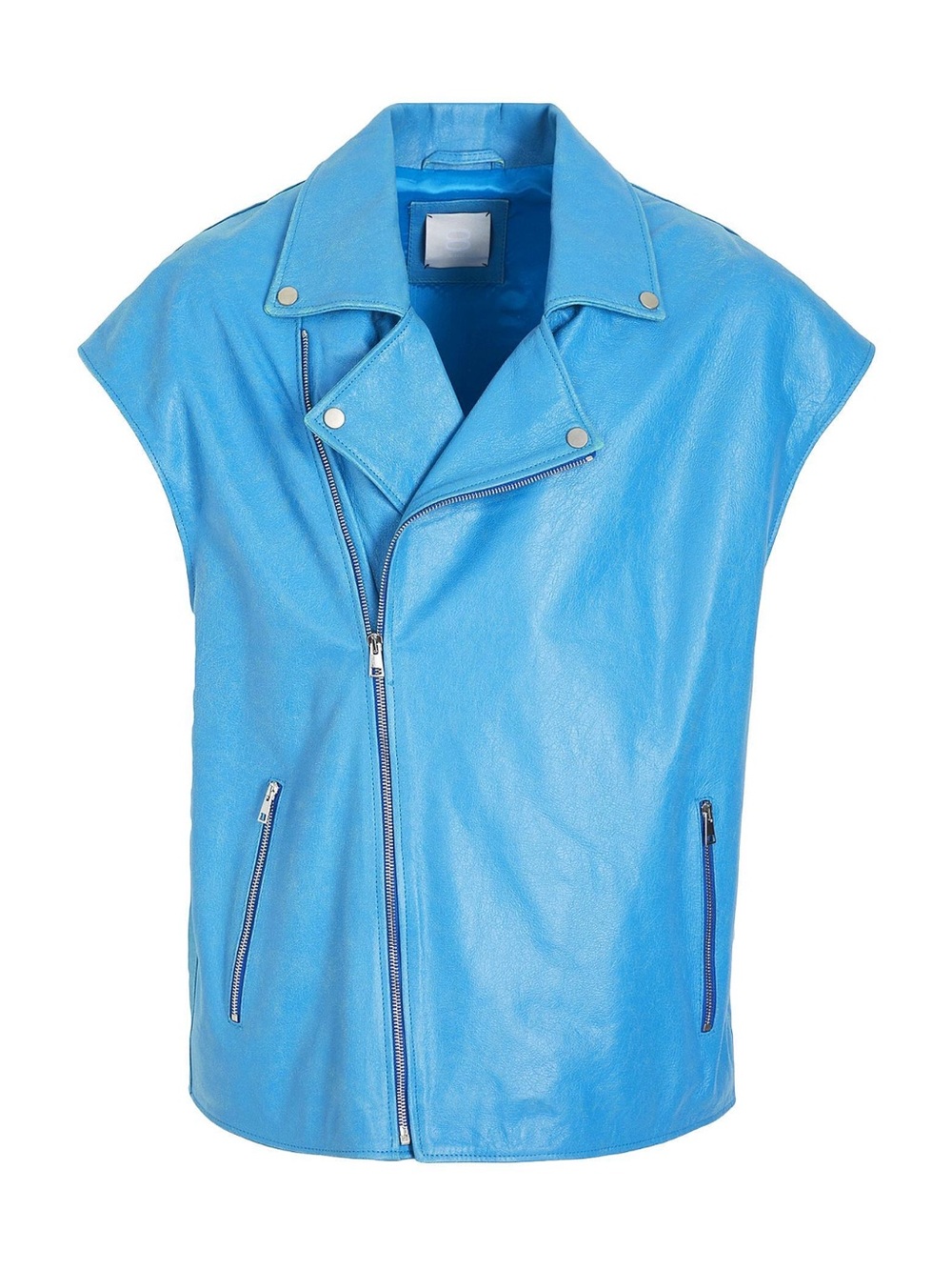 New w/ Tags Lambskin Leather Biker Vest - Turquoise (M)
